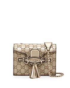 Emily Mini Shoulder Bag Golden Beige Metallic Bag Handbag
