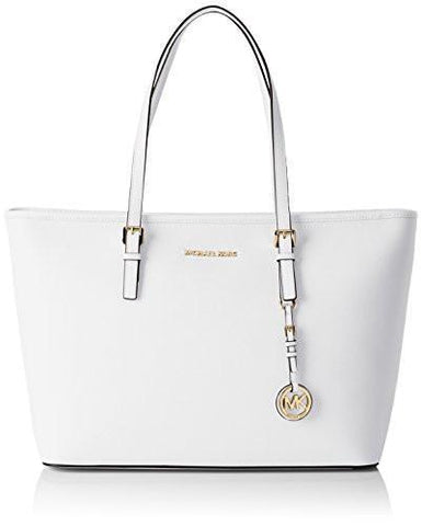 Jet Set Medium Top Zip Multi Function Tote In Optic White