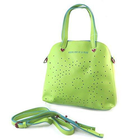French Touch Bag green Apple Perforated Hearts