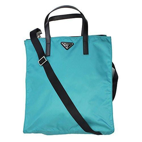 Blue Nylon Tote Bag With Shoulder Strap Bn2641 Turchese