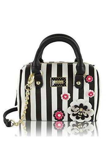 3D Bee Mini Crossbody Satchel Bag Blackwhite Stripes