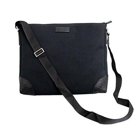 Black Canvas Trim Sling Messenger Bag