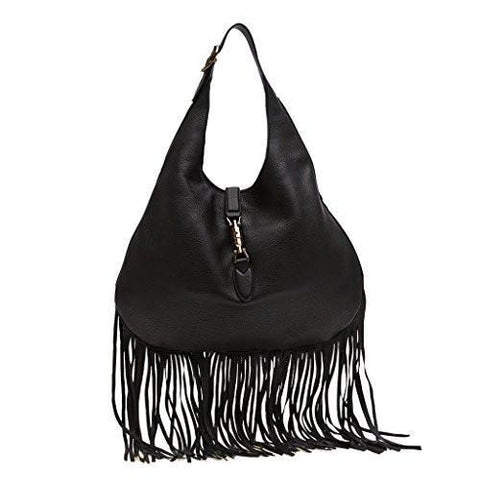 Nouveau Fringe Black Hobo Jackie Black Handbag