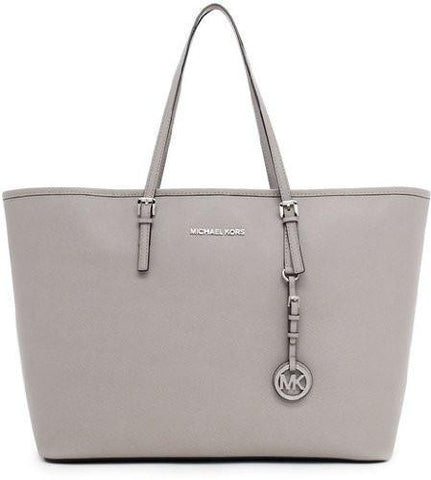 Jet Set Medium Saffiano Travel Tote Pearl Grey