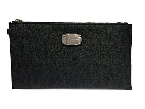 Jet Set Item Large PVC Top Zip Clutch & Wristlet Black