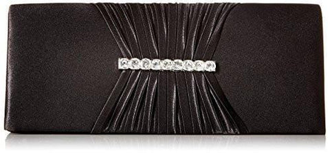 Dana Satin Jeweled Clutch Black