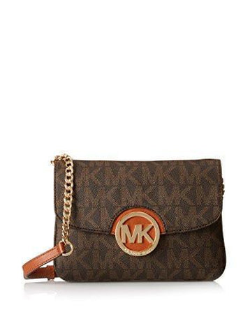 Fulton Flap Gusset Monogram Crossbody Brown
