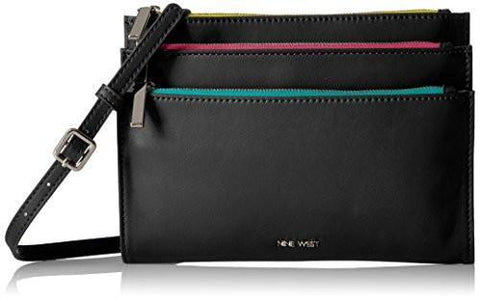 Table Treasures Tri Zip Crossbody Wallet Black