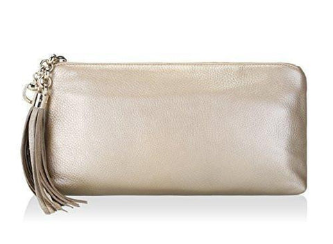 Gold Metallic Clutch Handbag With Tassel Large