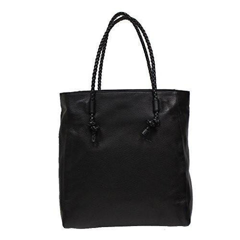 Dollar Calf Black Tote Bag Open Top Shoulder Handbag