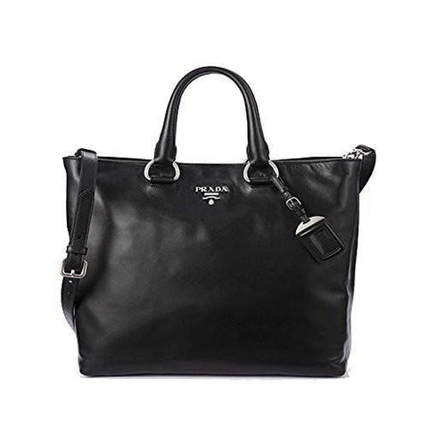 Vit Vitello Daino Nero Black Shopping Tote Handbag With Shoulder Strap Bn2865