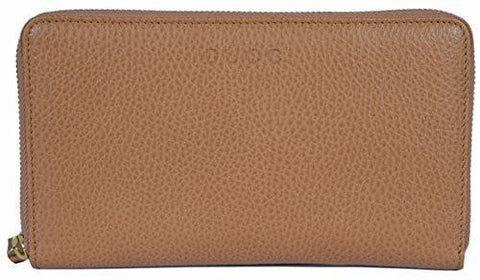 XL Textured Zip Around Travel Clutch Wallet Whisky Beige