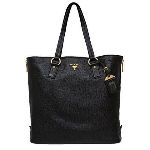 Vitello Daino Nero Pebbled Large Shopping Tote Bag Br4372 1Bg075