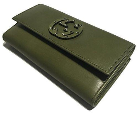 Washed Softcalf Green Tea Continental Wallet Clutch