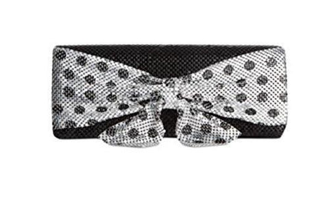 Polka Dot Bow Clutchsilverblackone Size