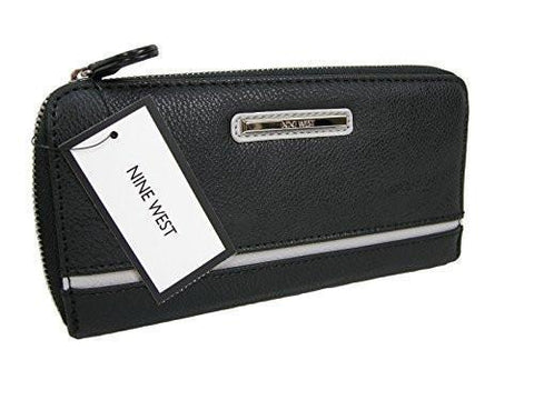 Large Zip Around Wallet Purse Hand Bag Black Smoke Gray Grey