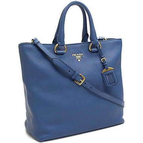 Vit Vitello Daino Cobalto Blue Pebbled Shopping Tote Handbag With Shoulder Strap Bn2865