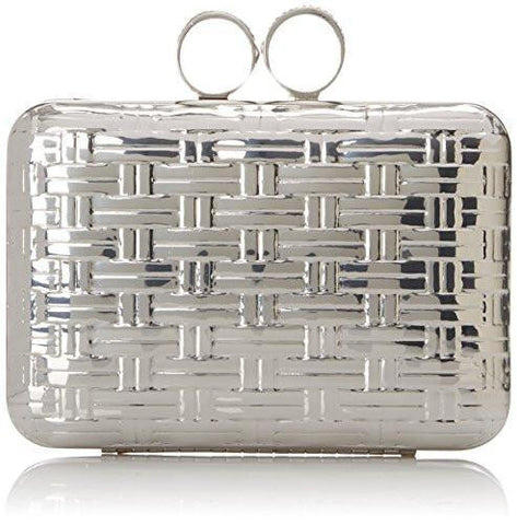 Metal Woven Clutch Silver
