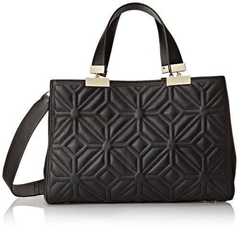 Modern Muse Quilt Satchel Top Handle Bag Black Quilt
