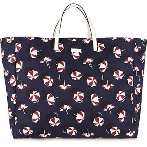 Parasol Print Canvas Large Tote Bag Blue