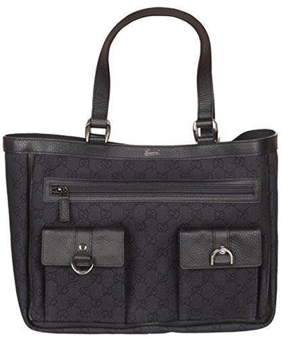 Black Denim Trim Handbag Tote Bag