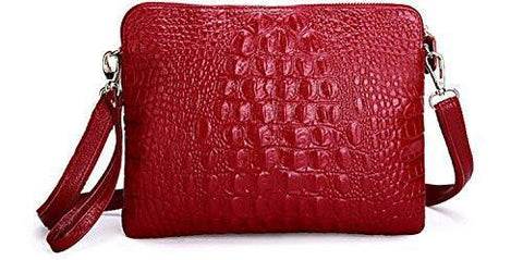 Crocodile Clutch Messenger Bags Handbags Genuine Solid Shoulder Burgundy Color