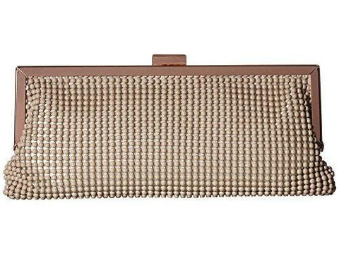 Erin Ball Mesh Frame Clutch Taupe Clutch