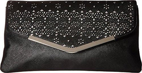 Arielle Perforated Envelope Clutch Black Clutch