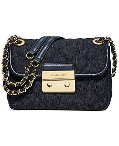 Sloan Small Chain Shoulder Quilted Bag Dark Denimgold
