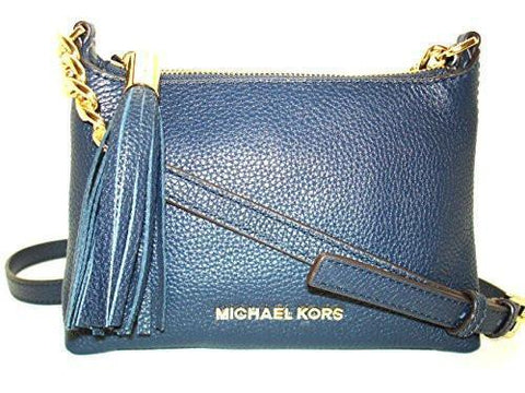 Bedford Pebbled Tassel Crossbody Navy Gold