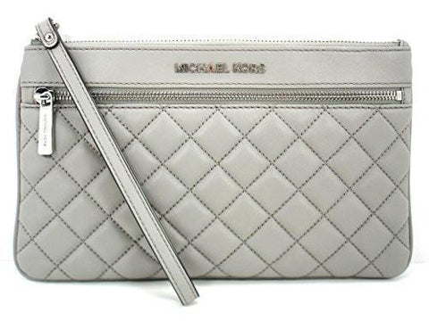 Jet Set Item Quilt Large Zip Clutch Pearl Greysilver