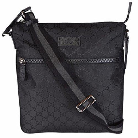 Nylon Web Trim Crossbody Messenger Bag Blackmedium