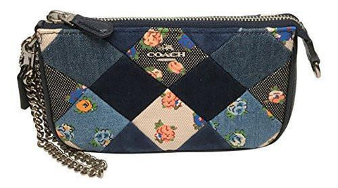 Large Denim Patchwork Wristlet In Multicolor