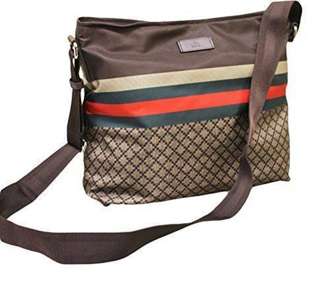Brown Nylon Sling Messenger Bag