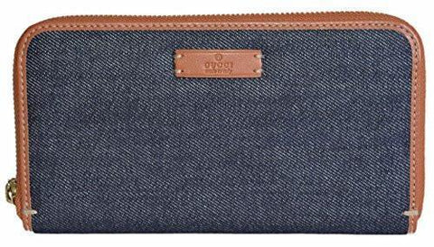Denim And Zip Around Wallet Clutch Bluetan