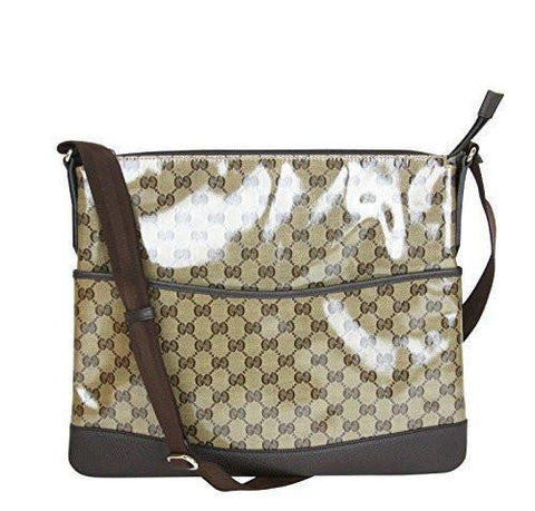 Brown Crystal Canvas Messenger Bag