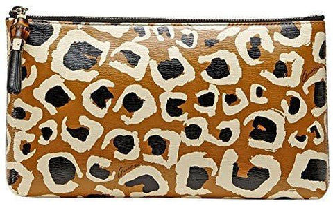 Leopard Print Bamboo Leather Pouch Clutch