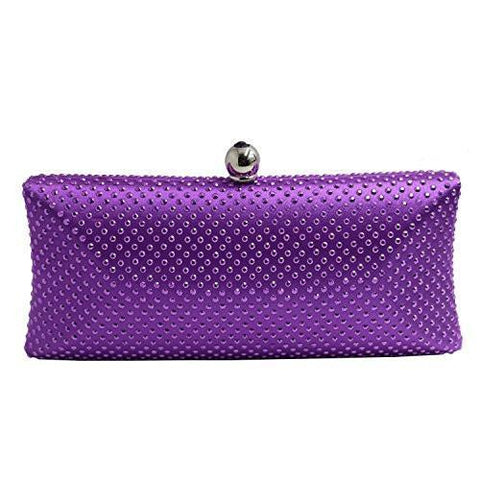 Dmix Rhinestone Hard Box Clutches Evening Bags Purple