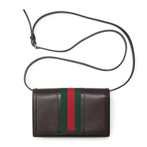 Dark Cocoa Stripe Crossbody Wallet Bag