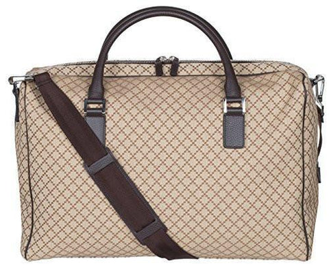 Beige Diamante Canvas Duffle Carry On Large Travel Shoulder Bag
