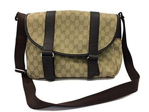 Handbag Beige Canvas And Brown Medium Messenger