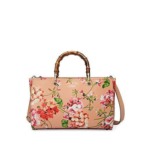 Bamboo Shopper Medium Printed Texturedleather Tote Nude Blooms Bag