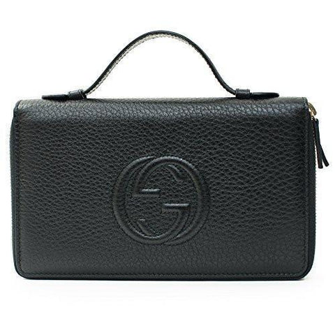 Black Travel Double Zip Top Bag Handbag Purse Wallet