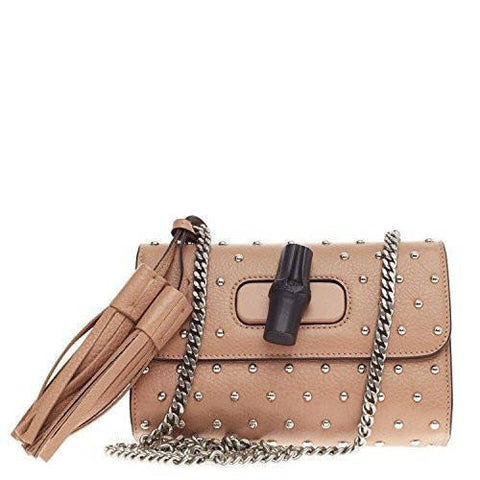 Lady Bamboo Studded Chain Shoulder Evening Handbag