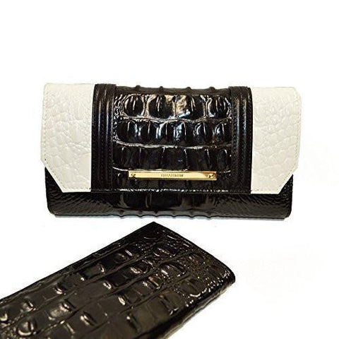 Soft Checkbook Wallet Clutch Black Crane
