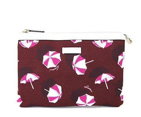 Red Canvas Parasols Cosmetic Bag Clutch Purse