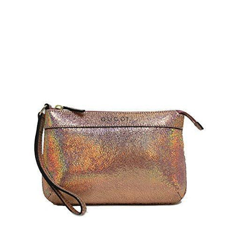 Metallic Pink Textured Wristlet Clutch Bag