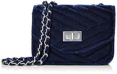 Elaine Velvet Turnlock Shoulder Bag Navy