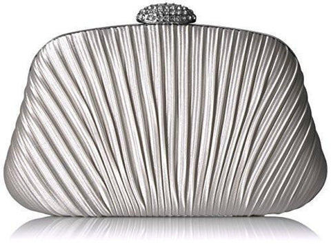 Brianna Satin Clutch Silver