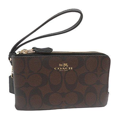 Corner Zip Wristlet In Brown Black